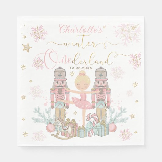 Serviette En Papier Pink Nutcracker Winter Onederland 1st Birthday (Devant)