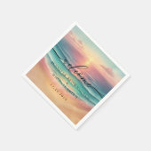 Serviette En Papier Pink Ocean Beach Signature sunset Welcome Wedding (Coin)