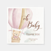 Serviette En Papier Pink Oh Baby Script Bear in Hot Air Balloon Shower (Devant)