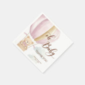 Serviette En Papier Pink Oh Baby Script Bear in Hot Air Balloon Shower (Coin)