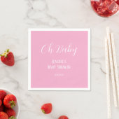 Serviette En Papier Pink Oh Baby Script mignon Moderne Baby shower fil (En situation)