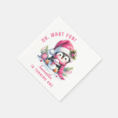 Serviette En Papier Pink Oh What Fun Penguin Winter Girl 1er anniversa (Coin)