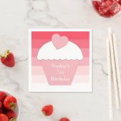 Serviette En Papier Pink Ombre Stripes Cupcake (En situation)