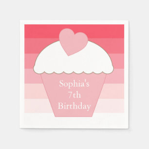 Serviette En Papier Pink Ombre Stripes Cupcake