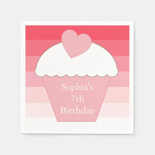 Serviette En Papier Pink Ombre Stripes Cupcake (Devant)