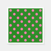 Serviette En Papier Pink On Green Polka Dots Pattern Design (Devant)