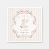 Serviette En Papier Pink One Silly Goose Coquette Bow 1st Birthday (Devant)