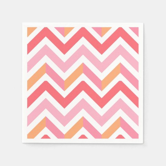Serviette En Papier Pink Orange Chevron géométrique Été moderne (Devant)