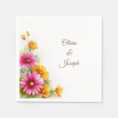 Serviette En Papier Pink Orange Floral Wedding (Devant)