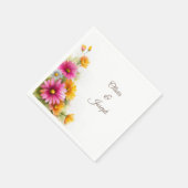 Serviette En Papier Pink Orange Floral Wedding (Coin)