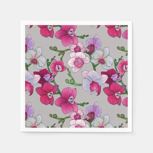 Serviette En Papier Pink Orchids (Devant)
