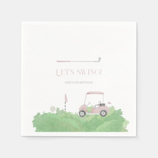 Serviette En Papier Pink par tee Golf Anniversaire (Devant)