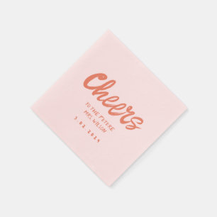 Serviette En Papier Pink Pastel écriture manuscrite Rétro douche nupti