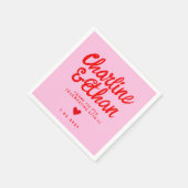 Serviette En Papier Pink Pastel écriture manuscrite Rétro mariage Favo (Coin)