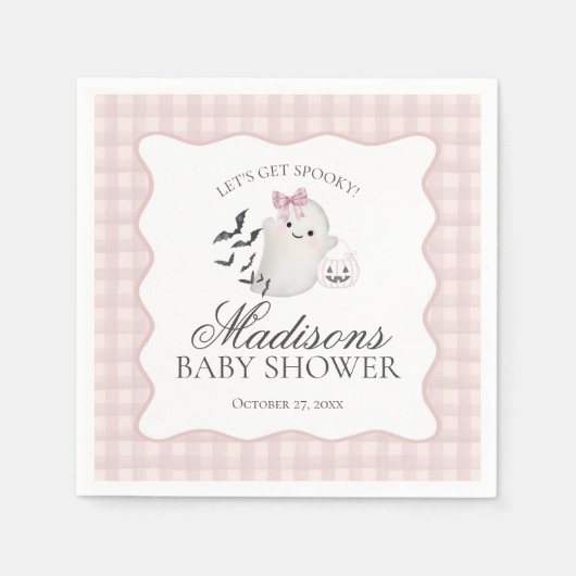 Serviette En Papier Pink Pastel Little Boo Ghost Baby Shower Dessert (Devant)