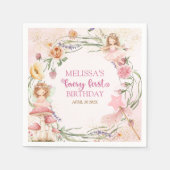 Serviette En Papier Pink Pastel Spring Garden Fairy First Birthday   (Devant)