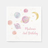 Serviette En Papier Pink Pastel Two Moon Space Anniversaire (Devant)