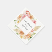 Serviette En Papier Pink & Peach Floral & Greenery Nom 2 (Coin)