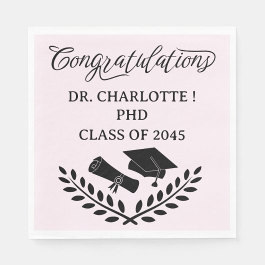 Serviette En Papier Pink PHD Graduation Party (Devant)