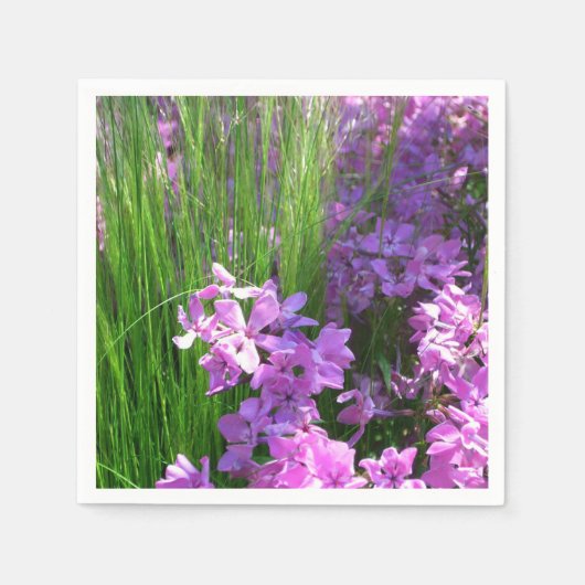 Serviette En Papier Pink Phlox et Grass été Floral (Devant)