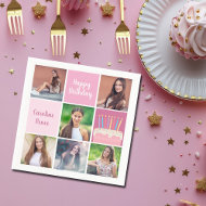 Serviette En Papier Pink Photo Collage Custom Femmes's Birthday Party