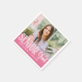 Serviette En Papier Pink Photo Graduation Party Papier serviettes (Coin)