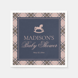 Serviette En Papier Pink Plaid Classic Rocking Horse Baby Shower