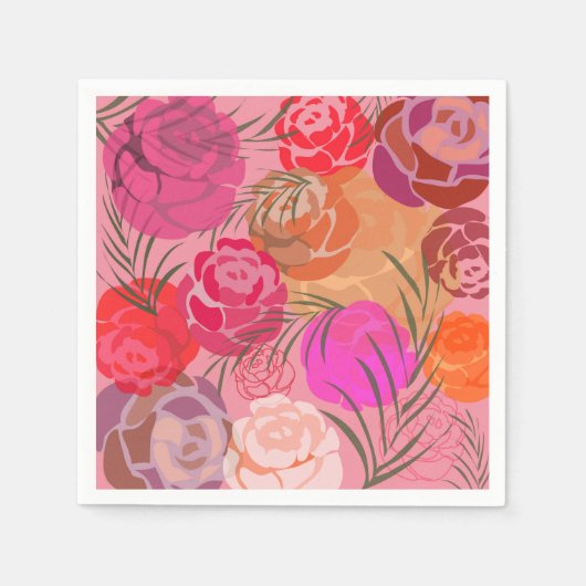 Serviette En Papier Pink plants (Devant)