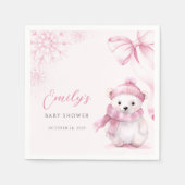 Serviette En Papier Pink Polar Bear Baby Shower Napkins (Devant)