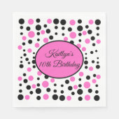 Serviette En Papier Pink Polka Dot Anniversaire (Devant)