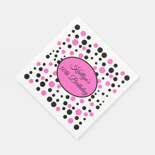 Serviette En Papier Pink Polka Dot Anniversaire (Coin)