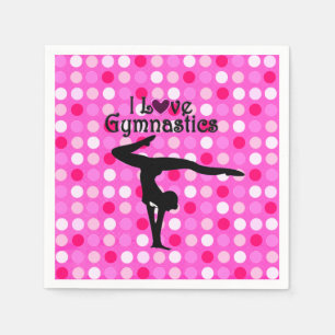 SERVIETTE EN PAPIER PINK POLKA DOT J'ADORE LE PAPIER DE GYMNASTICS NAP