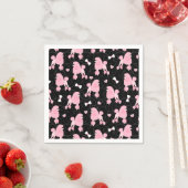 Serviette En Papier Pink Poodles and Bows Pattern Black (En situation)