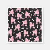 Serviette En Papier Pink Poodles and Bows Pattern Black (Devant)