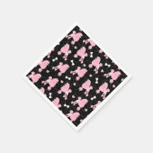 Serviette En Papier Pink Poodles and Bows Pattern Black (Coin)