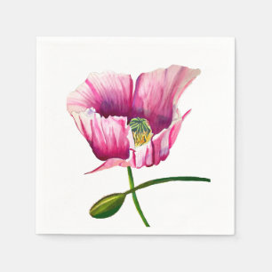 Serviette En Papier Pink Pop aquarelle fleur joli art