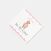 Serviette En Papier Pink Preppy Bear Beary First Birthday  (Coin)