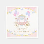 Serviette En Papier Pink Princess Carriage Girl Anniversaire (Devant)