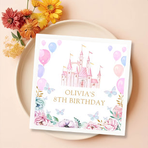 Serviette En Papier Pink Princess Castle Girl Anniversaire