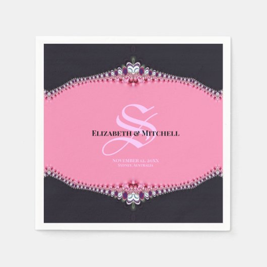 Serviette En Papier Pink Princess Lace Special Day Engagement Wedding (Devant)