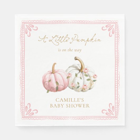 Serviette En Papier Pink Pumpkin Baby Shower Paper Napkin (Devant)