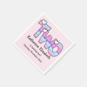 Serviette En Papier Pink Purple Ombre Stripes Coeurs Deuxième Annivers (Coin)