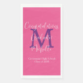 Serviette En Papier Pink Purple White Graduation Party Nom Monogramme (Devant)