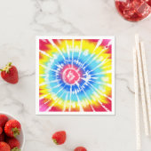 Serviette En Papier Pink Rainbow Tie Dye Spiral Party (En situation)