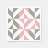 Serviette En Papier Pink Raspberry and Silver Geometric ZigZag (Devant)