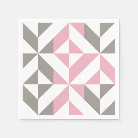 Serviette En Papier Pink Raspberry and Silver Geometric ZigZag (Devant)