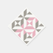 Serviette En Papier Pink Raspberry and Silver Geometric ZigZag (Coin)