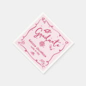 Serviette En Papier Pink Red Hand Drawn Doodles Style Graduation Retro (Coin)