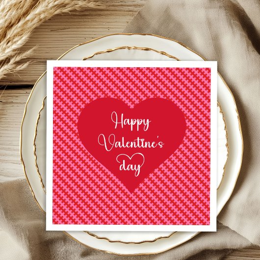 Serviette En Papier Pink Red Hearts Valentine Napkins Romantic Table 