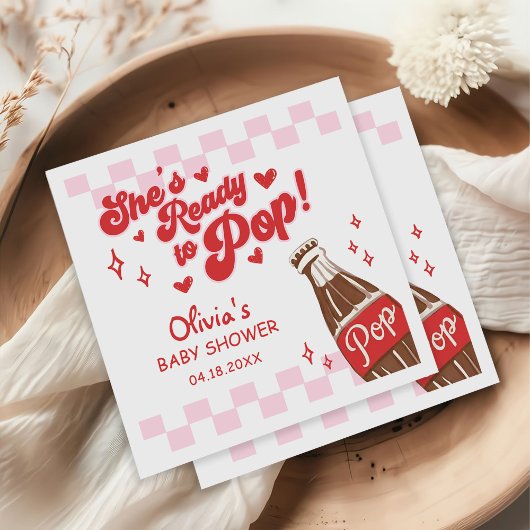 Serviette En Papier Pink Red She's Ready to Pop Baby Shower